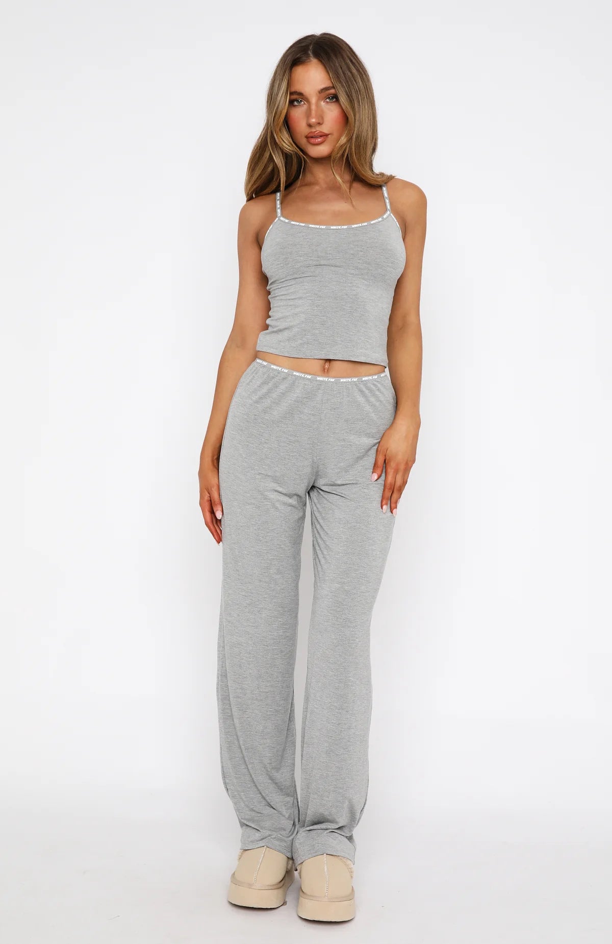 Damen Lounge-Set Weiches Jersey Spaghettiträger Weites Bein