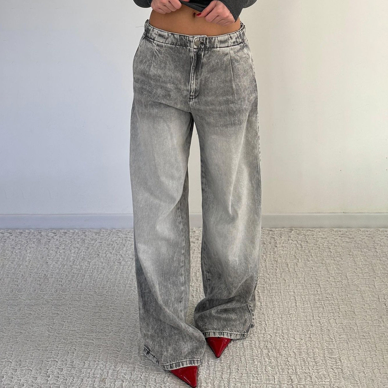 Damen Weite Jeans Lässig Blau Eveloria