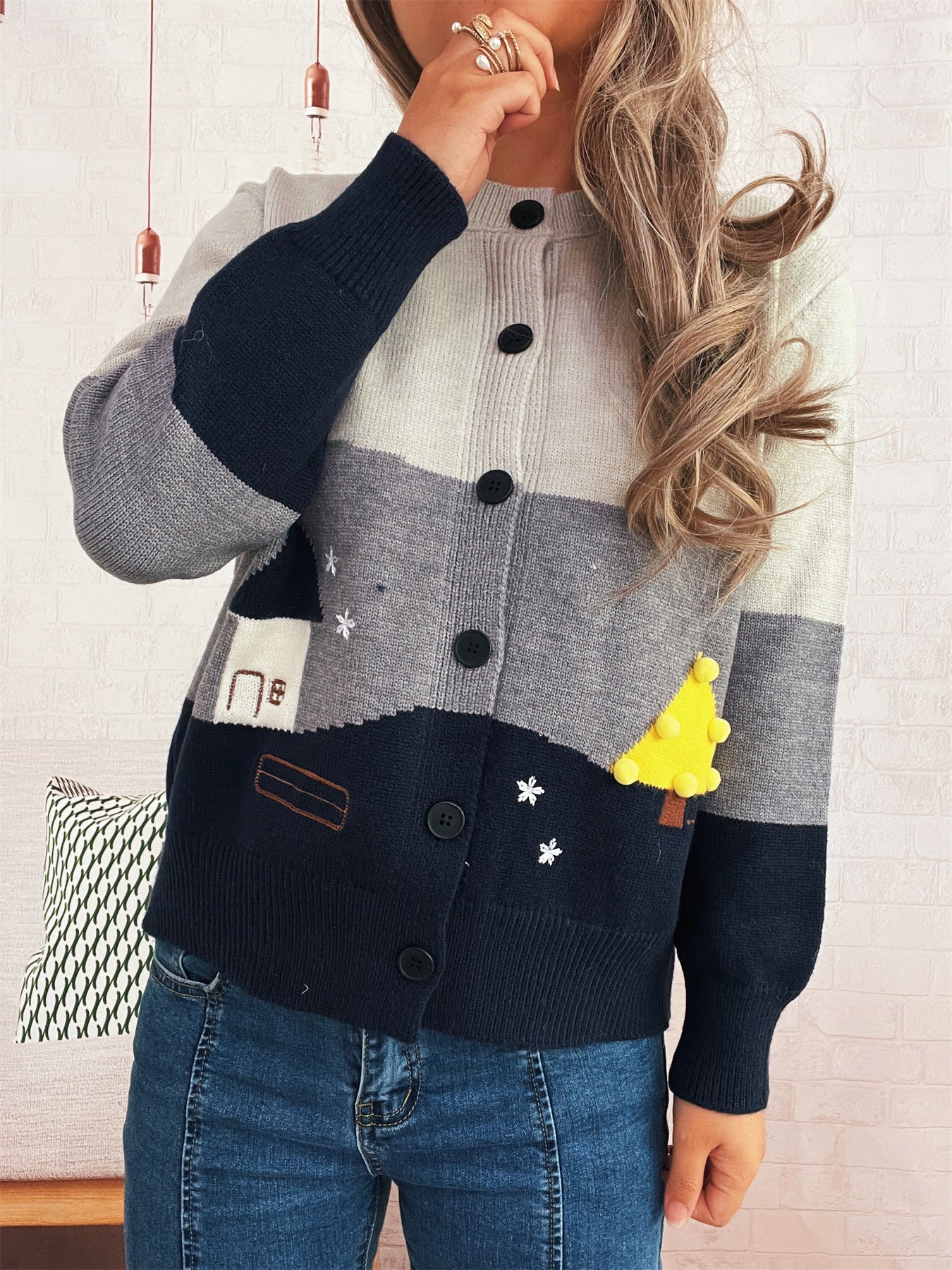 Damen Strickjacke mit Applikationen