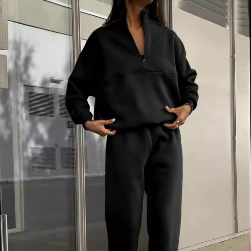 Damen Sweatshirt-Set Elastisch Hochkragen Grau Eveloria - Eveloria