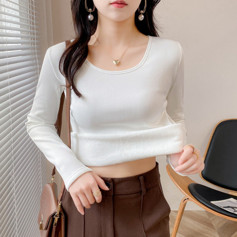 Damen Langarmshirt Rippstruktur Cropped Eveloria