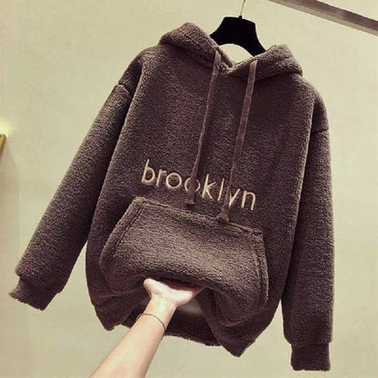 Damen Hoodie Kuschelig Bequem Lässig Grau Eveloria
