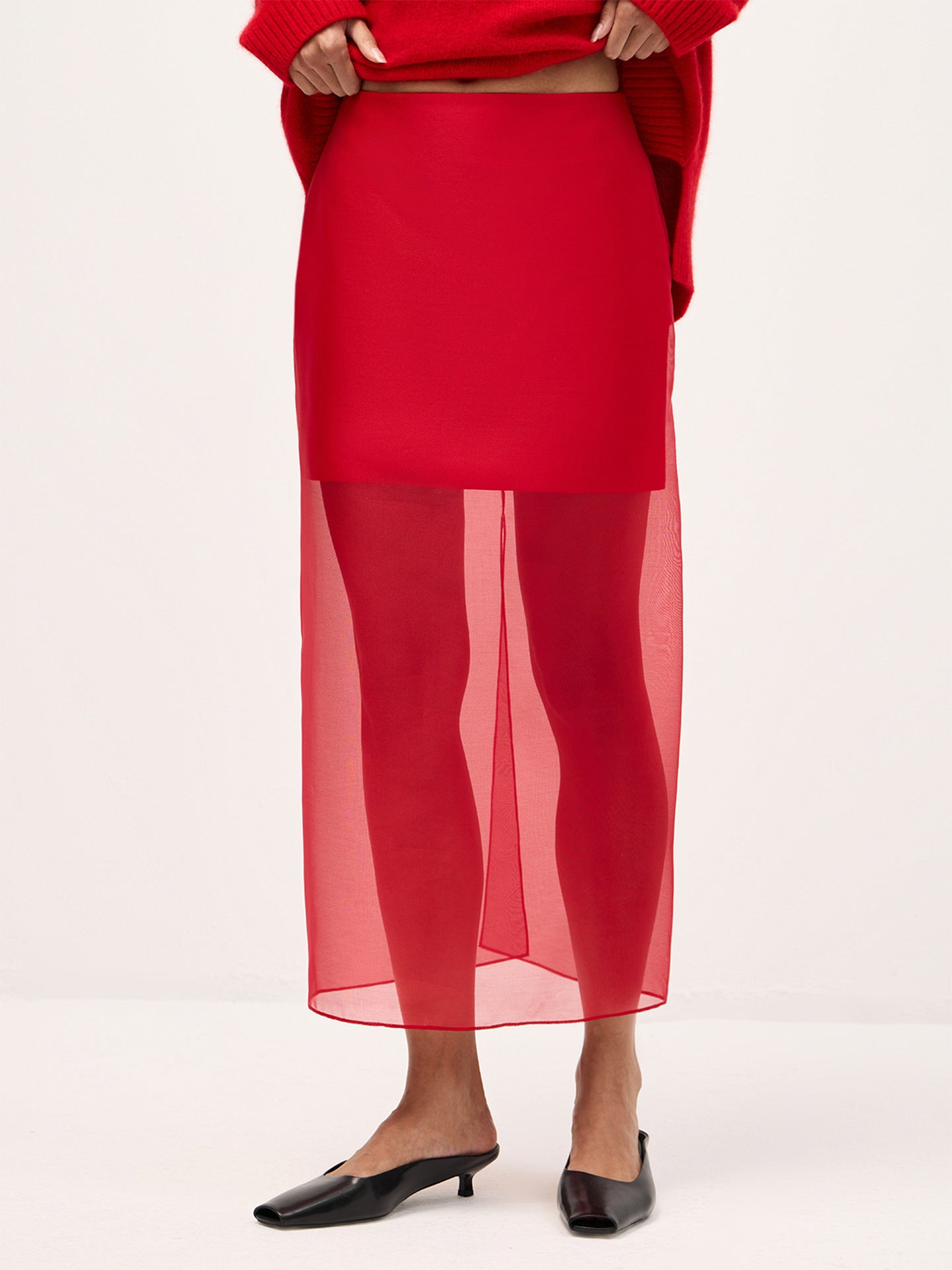 Damen Chiffon-Rock Lang Mit Seitlichem Schlitz Eveloria