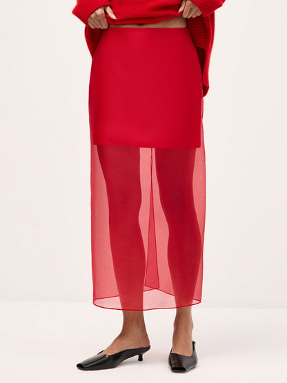 Damen Chiffon-Rock Lang Mit Seitlichem Schlitz Eveloria