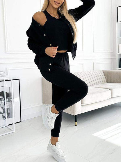 Damen Sportanzug Kurzarm Oberteil Urban Jacke Eveloria