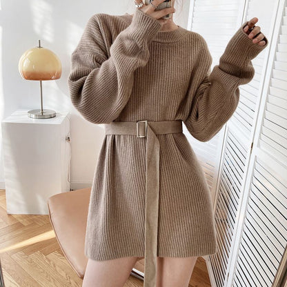 Damen Strickpullover mit Gürtel Eveloria