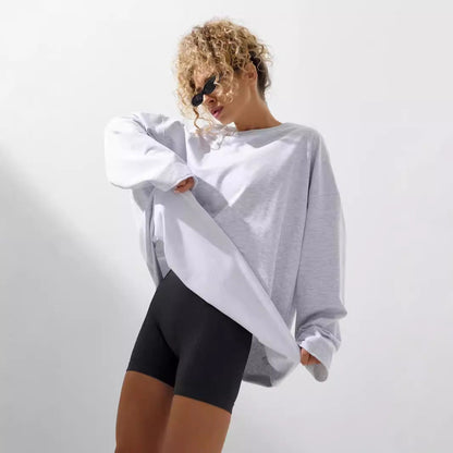 Damen Sweatshirt Übergroß Langärmlig Rundhals Eveloria
