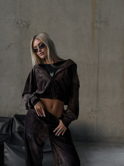 Damen Fleece-Jogginganzug Hoher Kragen Eveloria