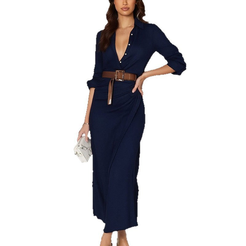 Damen Maxi-Kleid V-Ausschnitt Tailliert Eveloria
