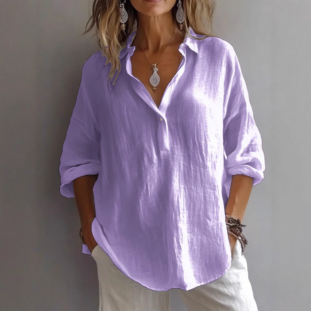 Damen Bluse mit Knöpfen Lockere Passform Weiß Eveloria