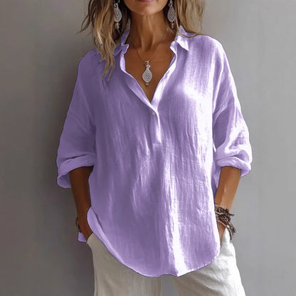 Damen Bluse mit Knöpfen Lockere Passform Weiß Eveloria
