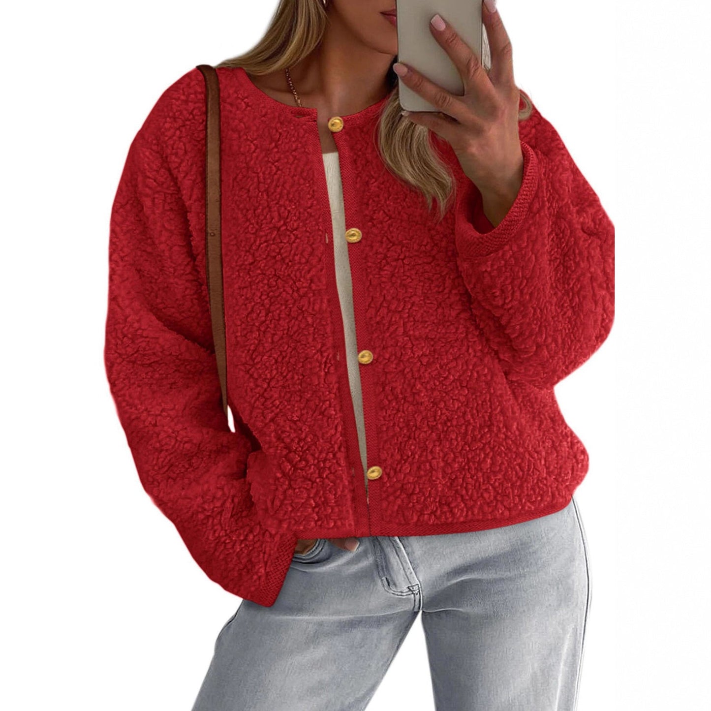Damen Fleecejacke Oversized Kuschelig Blau Eveloria