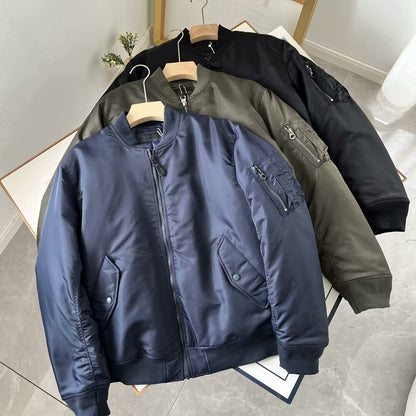 Damen Kunstleder Bomberjacke mit Taschen