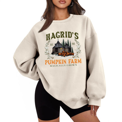 Damen Sweatshirt Rundhalsausschnitt Kürbis-Motiv Herbstlich