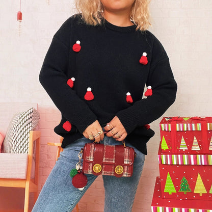 Damen Weihnachtspullover Kuschelfleece Festliche Applikationen - Eveloria