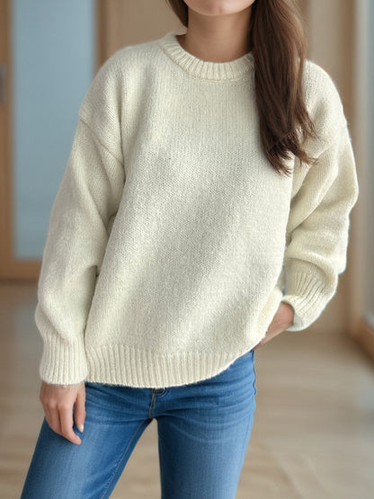 Damen Grobstrickpullover Moderner Schnitt Weite Ärmel