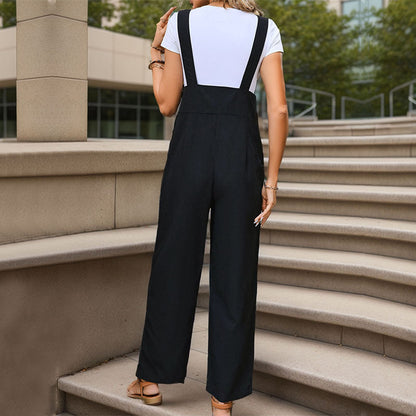 Damen Latzhose seitliche Taschen Knopfdetails Eveloria