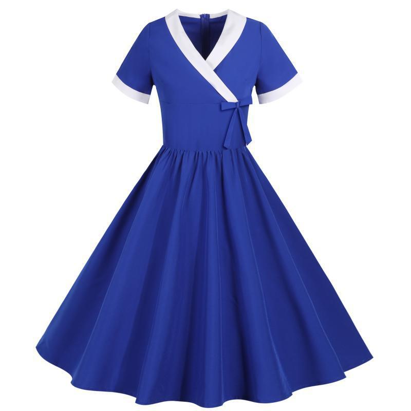 Damen Swingkleid V-Ausschnitt Tailliert Eveloria