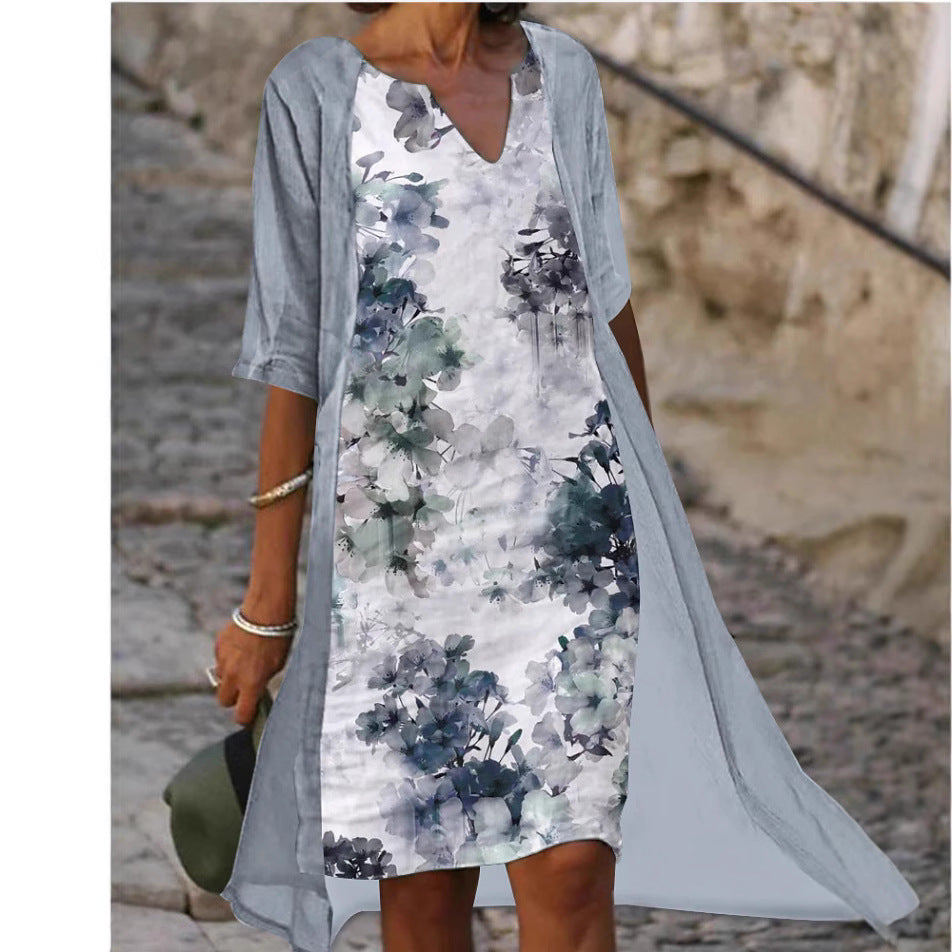 Damen Freizeitkleid Floralmuster V-Ausschnitt Eveloria - Eveloria