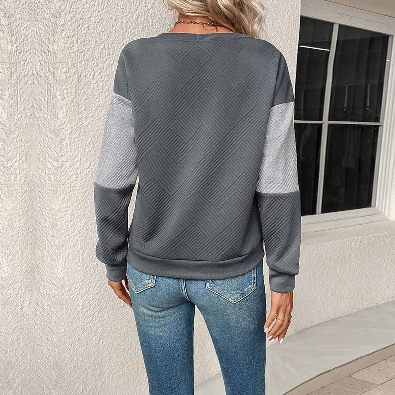 Damen Sweatshirt Blockstreifen Rundhals