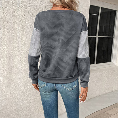 Damen Sweatshirt Blockstreifen Rundhals
