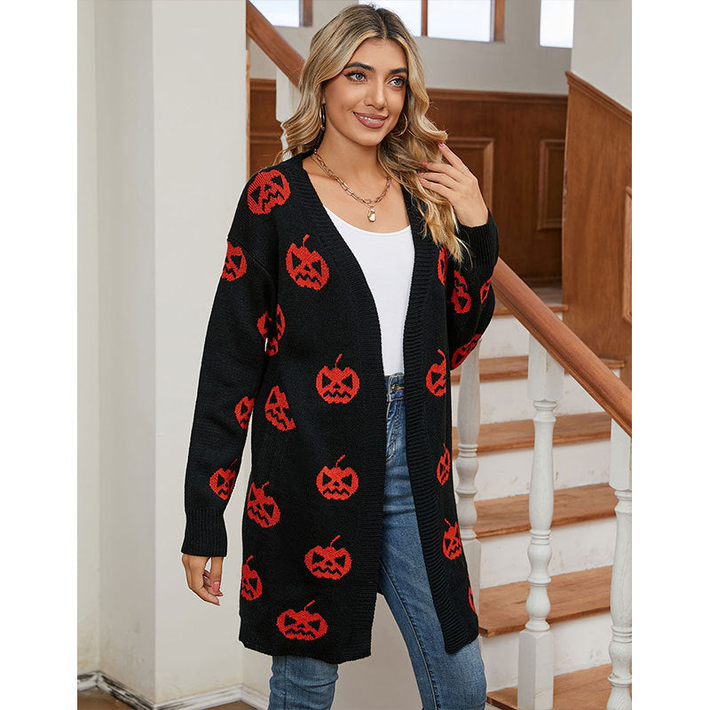 Damen Strickjacke Halloween-Motiv Eveloria