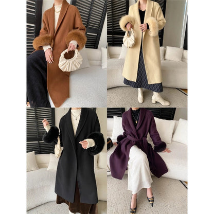 Damen Langmantel Samt Elegant Eveloria
