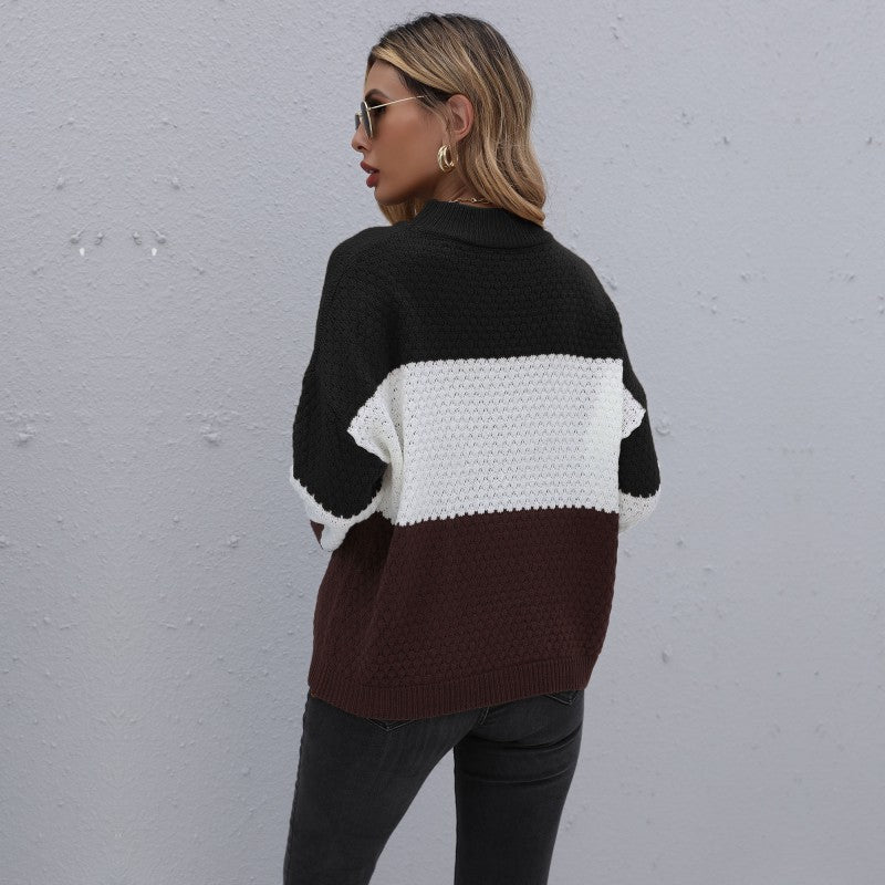 Damen Strickpullover Blockstreifenmuster Modern Lässig Eveloria