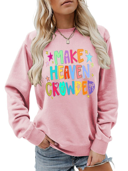 Damen Sweatshirt Bunt Motiv Verspielter Schriftzug