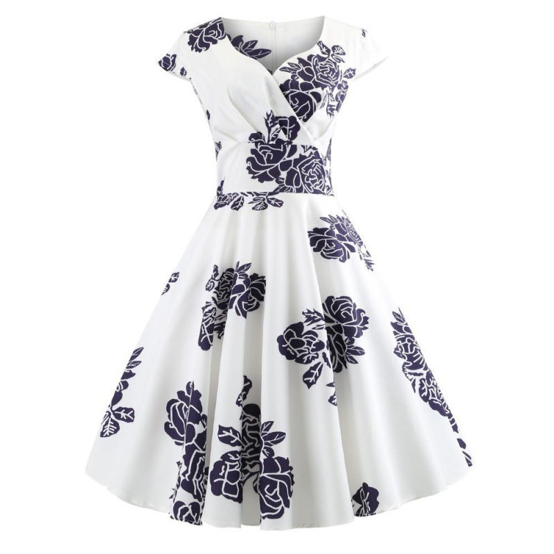 Damen Wickelkleid Floralmuster Schwingrock - Eveloria
