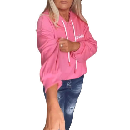 Damen Kapuzenpullover mit Schriftaufdruck und Taschen