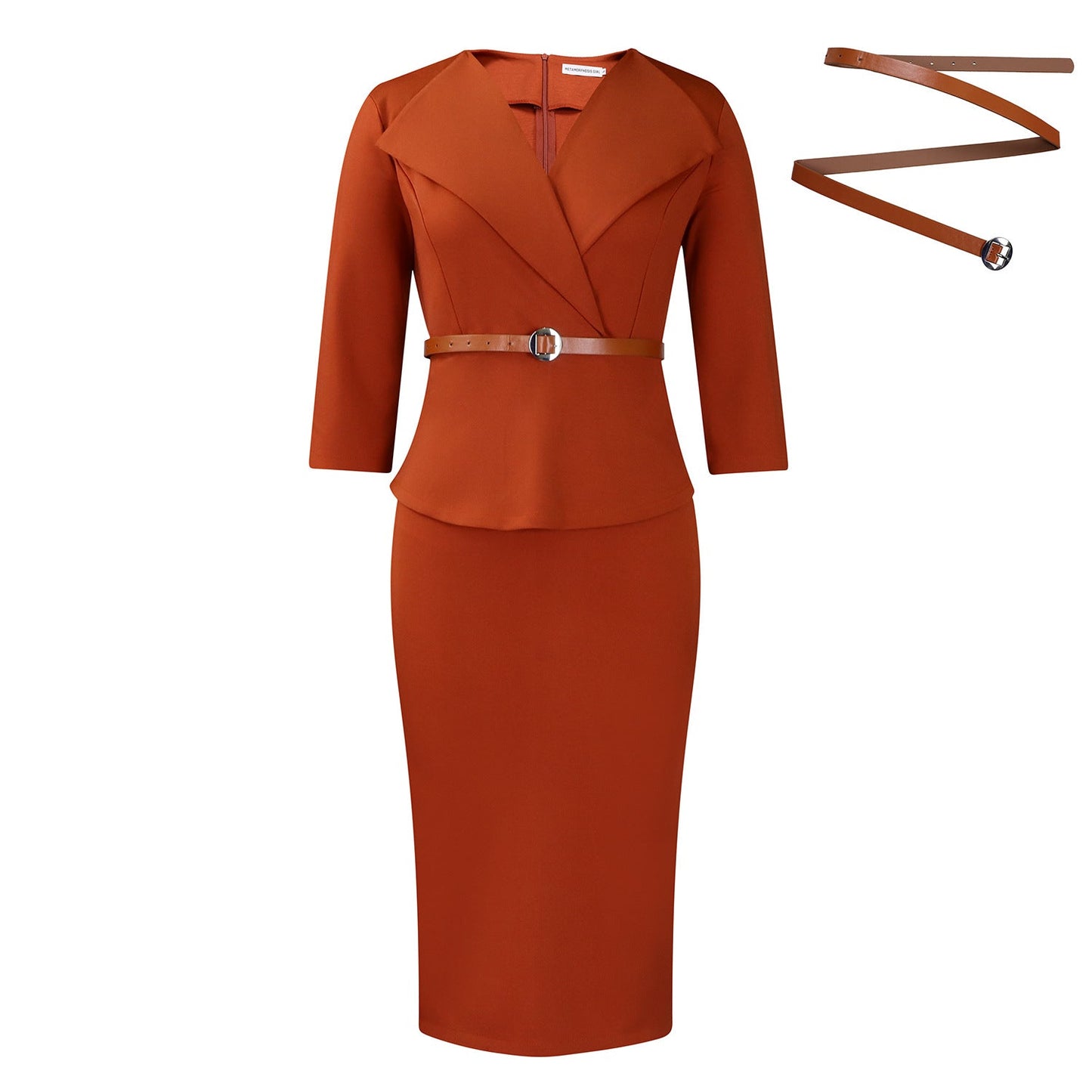 Damen Business Kleid mit Abnehmbarem Gürtel Eveloria