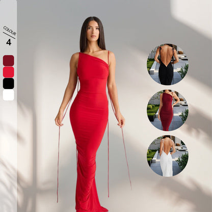 Damen Maxikleid Rückenfrei mit Bindebändern Eveloria - Eveloria