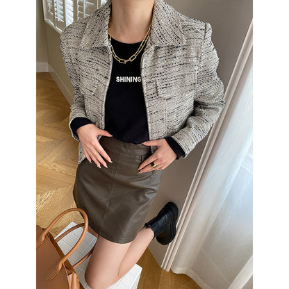 Damen Bouclé-Jacke Chesterfield-Kragen Eveloria - Eveloria