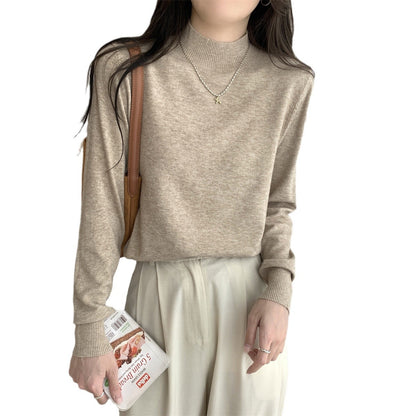 Damen Feinstrickpullover Stehkragen Lässig Eveloria