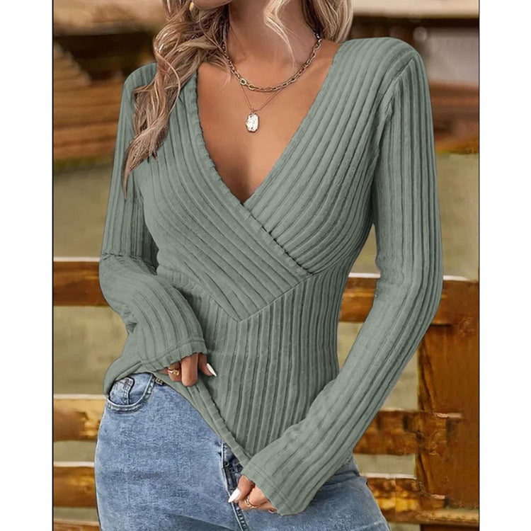 Damen Pullover V-Ausschnitt Figurbetonend Eveloria