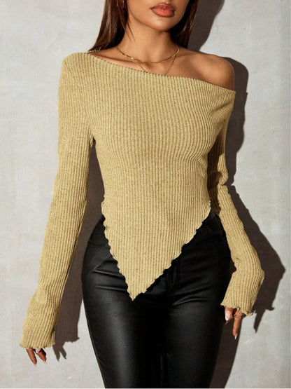 Damen Asymmetrischer Strickpullover Eveloria