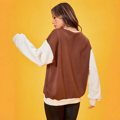 Damen Sweatshirt Lässige Puffärmel Logo Eveloria