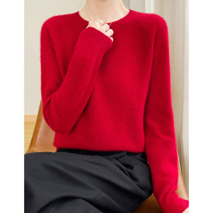 Damen Feinstrickpullover Rundhals Elegant Locker