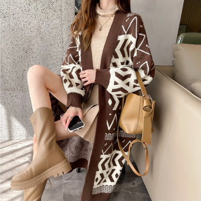 Damen Strickjacke Ethno-Style Weit Schnitt Eveloria