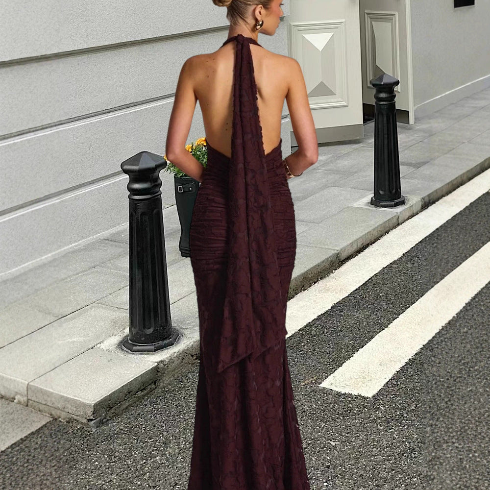 Damen Maxikleid V-Ausschnitt Gerafft Eveloria