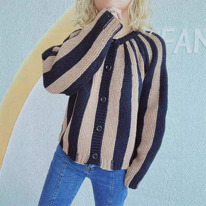 Damen Strickjacke mit vertikalen Streifen Anthrazit - Eveloria