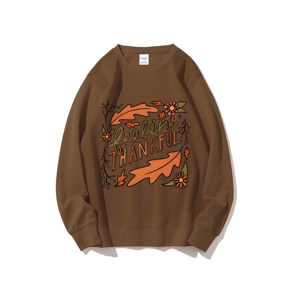 Damen Sweatshirt Bunt Herbstmotiv Baumwolle