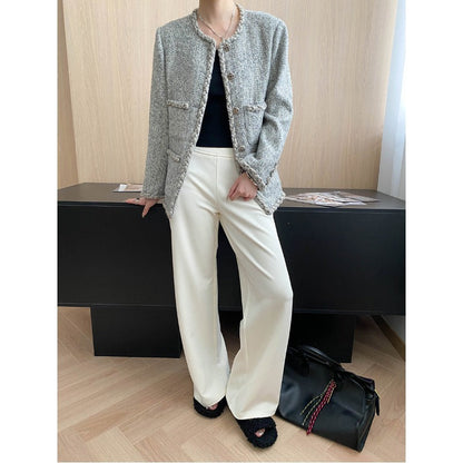 Eveloria Damen Boucle Blazer Verzierte Knöpfe
