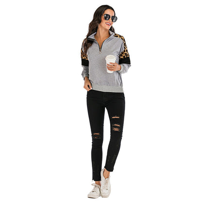 Damen Pullover Tiermuster Hochkragen Eveloria