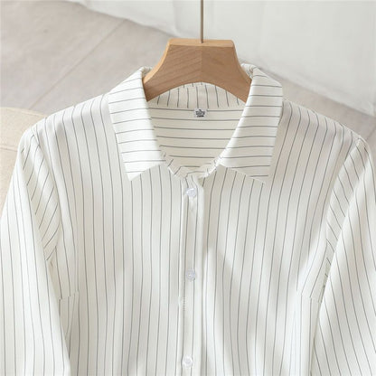 Damen Bluse Langärmlig Feines Streifenmuster Eveloria