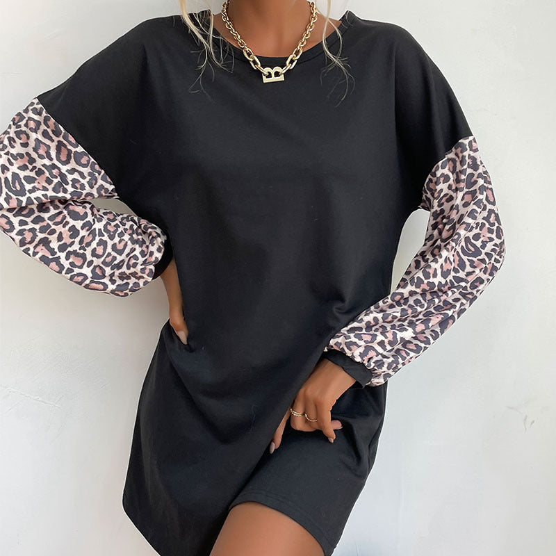 Damen T-Shirt mit Tiermuster Ärmeln und bequemer Passform