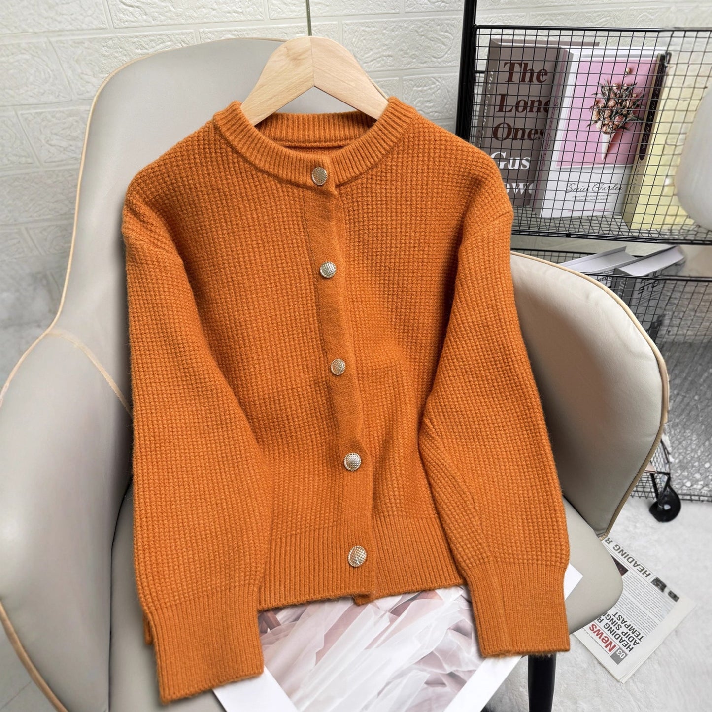 Damen Strickjacke Knöpfe Modernes Muster Eveloria - Eveloria