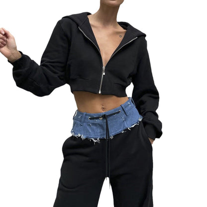 Damen Sweatjacken-Set Cropped Lässiger Bund Eveloria