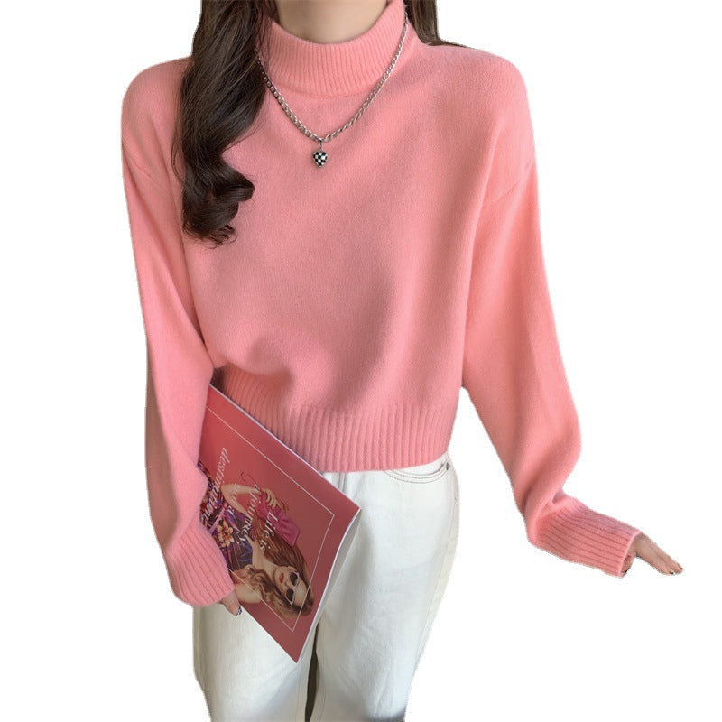 Damen Crop-Pullover Hochgeschlossener Kragen Eveloria